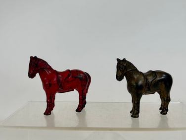 Two Cast Iron Saddle Horse Banks