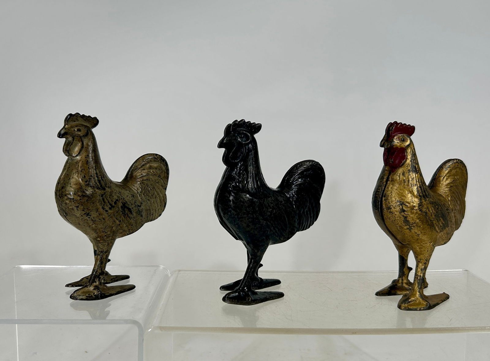 Three Rooster Cast Iron Banks (1 of 2)