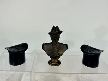 Two Lincoln High Hat Banks and a Teddy Bust Bank