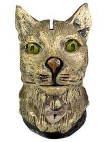 Cat's Head Still Bank Scarce Spelter Example