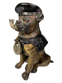Sailor Dog with Pipe Desirable Spelter Bank