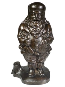 Dark Japanned Santa Claus Cast Iron Bank