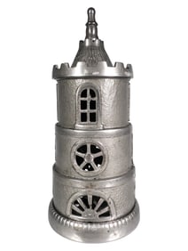 Scarce Columbia Tower Iron Bank with Nickel Plated Finish