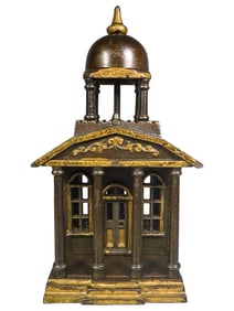 Rare Building with Belfry Cast Iron Bank