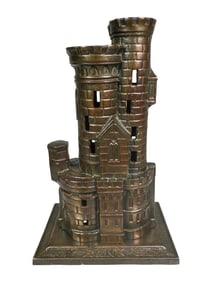 Castle with Two Towers Cast Iron Bank