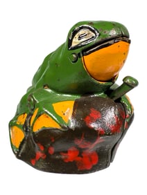 Frog on Rock - Cast Iron Mechanical Bank