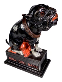 Bulldog with Red Blanket - Cast Iron Mechanical Bank