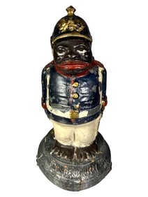 Very Rare Black Soldier Wearing a Prussian Helmet - Spelter Bank