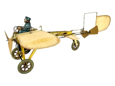 Early Windup Airplane with Cloth Wings