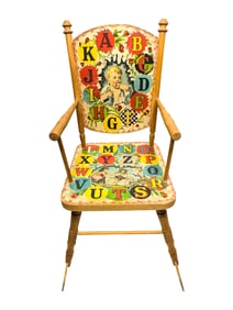 Paper Litho Alphabet Rocking Chair with Images of Children at Play