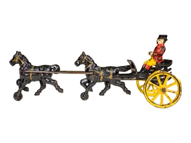 Desirable Tandem Team Pony Gig  - Cast Iron Toy