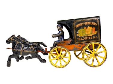 Super Rare Covered Dray Wagon  - Cast Iron Toy
