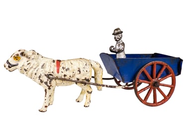 Scarce Sheep Drawn Farm Cart  - Cast Iron Toy