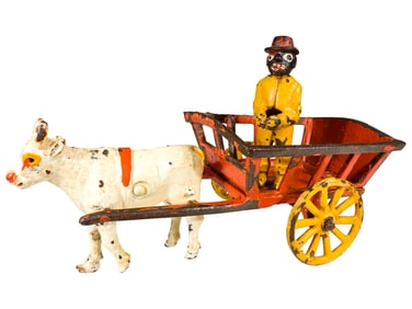 Plantation Hay Wagon with Unusual Black Farm Worker - Cast Iron Toy