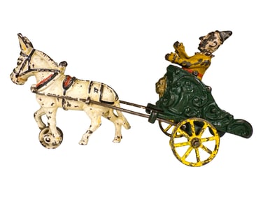 Donkey Drawn Clown Chariot  - Cast Iron Toy