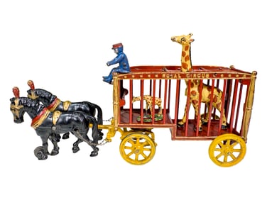 Royal Circus Giraffe Cage Wagon  - Cast Iron Toy