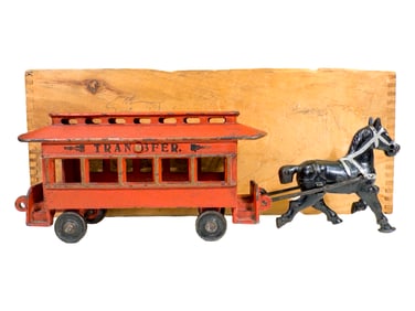 Rare  Miniature "Transfer" Trolley Car  - Cast Iron Toy