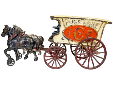 Scarce "Pure Lake" Ice Wagon - Cast Iron Toy