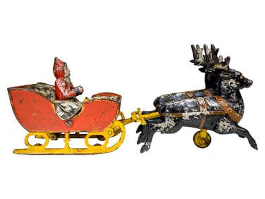 Reindeer Drawn Santa Sleigh - Cast Iron Toy