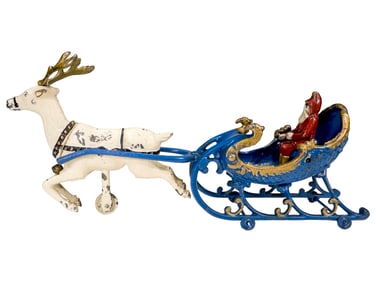 Blue and Gold Santa Sleigh - Cast Iron Toy