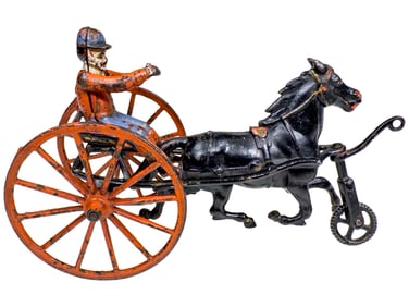 Rare Racing Sulky and Jockey - Cast Iron Toy