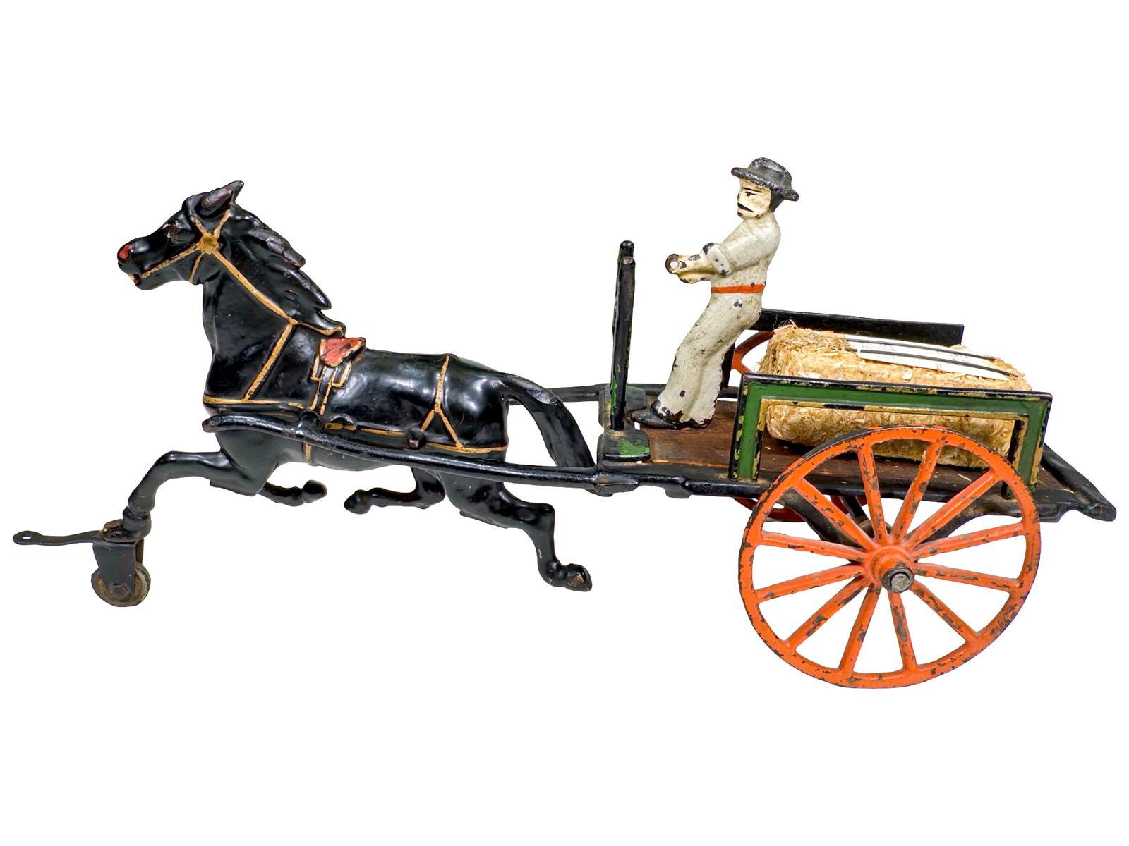 Two-Wheeled Flatbed Dray Cart - Cast Iron Toy (1 of 8)
