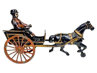 Black and Gold Horse Gig - Cast Iron Toy