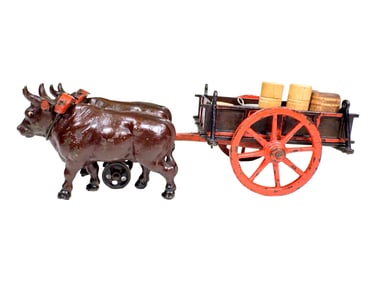Small Oxen Drawn Farm Cart - Cast Iron Toy