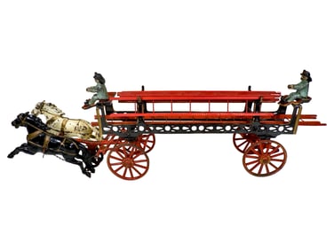 Hook and Ladder Apparatus with Elevated Ladders - Cast Iron Toy
