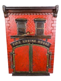 Mechanical Fire Engine House - Cast Iron Toy