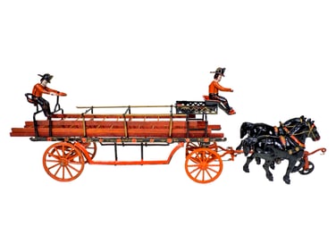 Rare Hook and Ladder Fire Truck - Cast Iron Toy