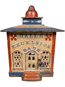 Halls Excelsior Cast Iron Mechanical Bank