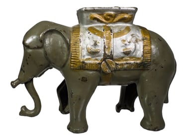 Elephant Swings Trunk Cast Iron Bank