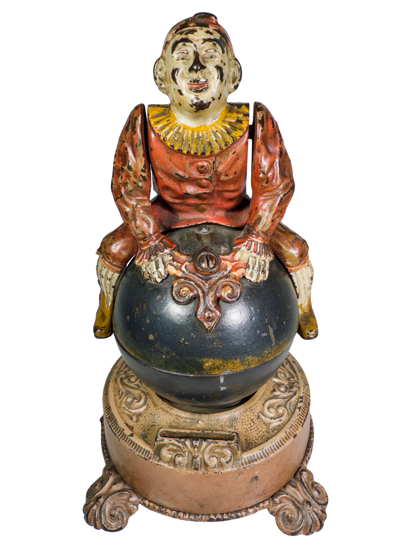 Clown on Globe Cast Iron Mechanical Bank (1 of 5)