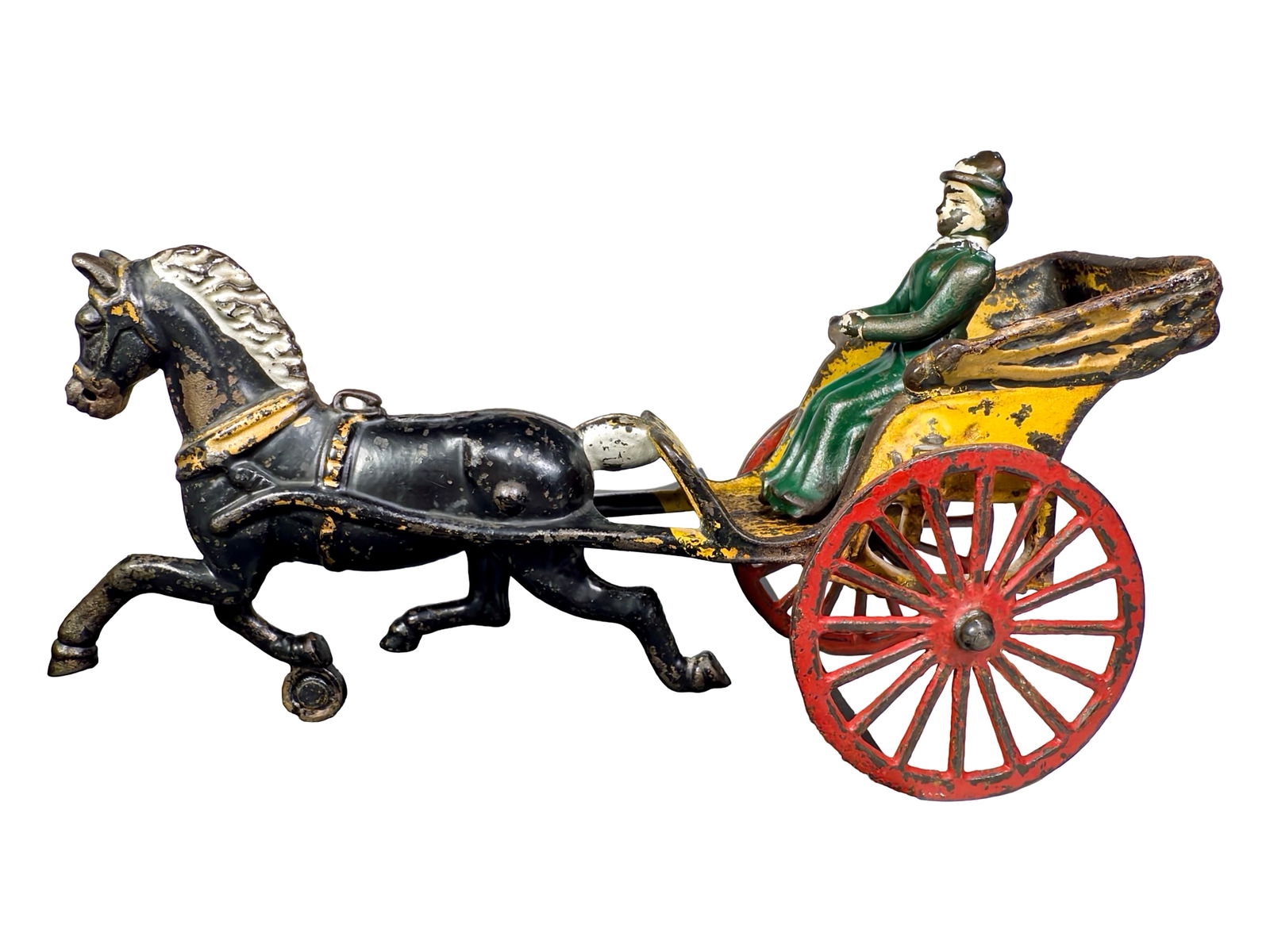 Horse Drawn Gig - Cast Iron: Kenton Hardware Company. Kenton, Ohio 1910's. 6" Tall x 11" Long x 3 1/4" Deep. Olshefski Collection