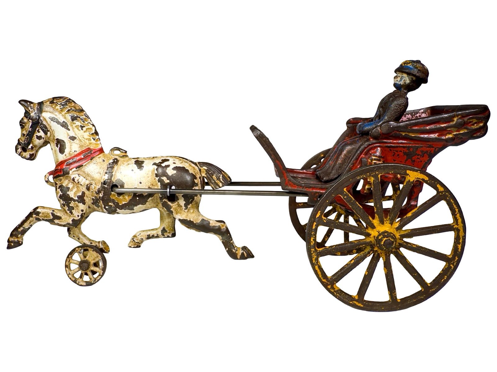 Stanhope Gig - Cast Iron Toy: Dent Hardware Company. Fullerton, PA. 1910's. 6" Tall x 12" Long x 4" Deep. Olshefski Collection