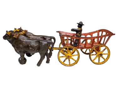 Oxen Drawn Plantation Dray Cast Iron Toy