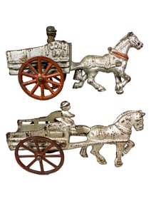 Two Cast Iron Coal Wagons