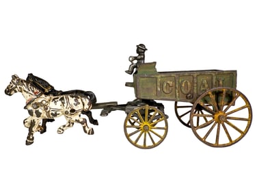 Two Horse Cast Iron Medium Coal Wagon