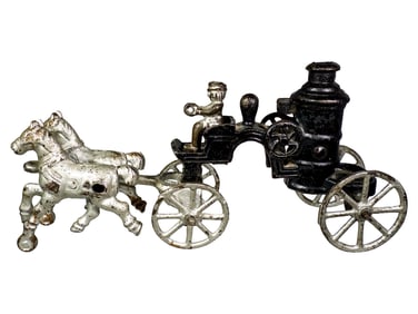 Two Horse Cast Iron Miniature Pumper