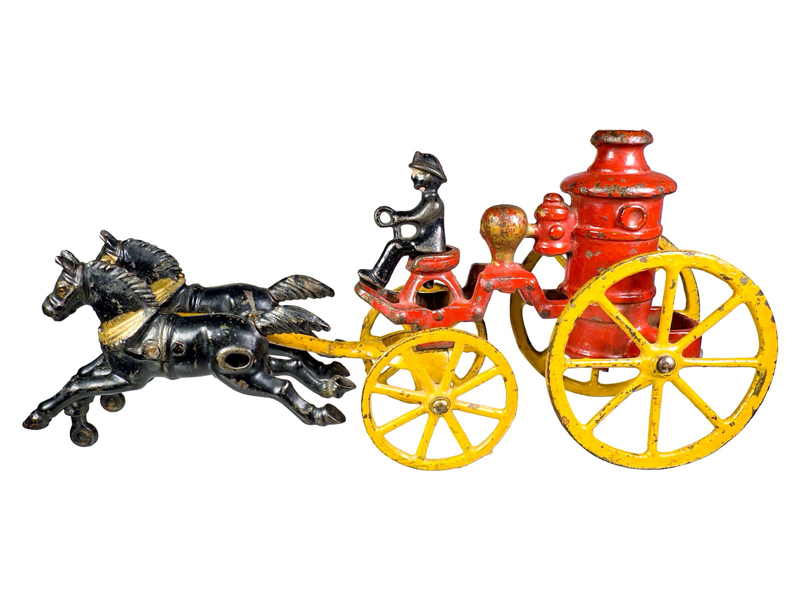 Two Horse Cast Iron Fire Pumper Toy (1 of 4)