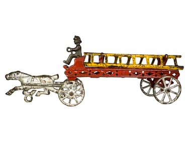 Single Horse Cast Iron Hook and Ladder Toy