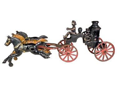 Triple Horse Cast Iron Fire Pumper