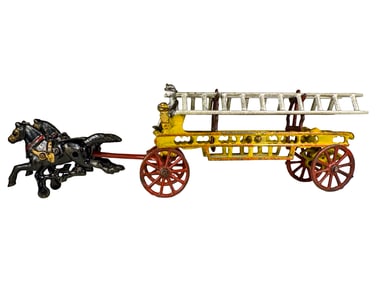 Two Horse Cast Iron Hook and Ladder Toy