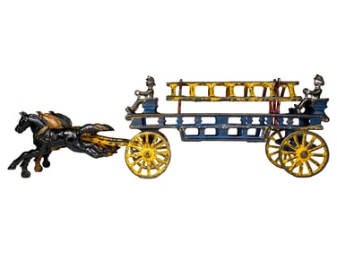 Three Horse Cast Iron Hook and Ladder Toy