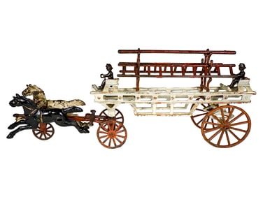 Two Horse Cast Iron Hook and Ladder Toy