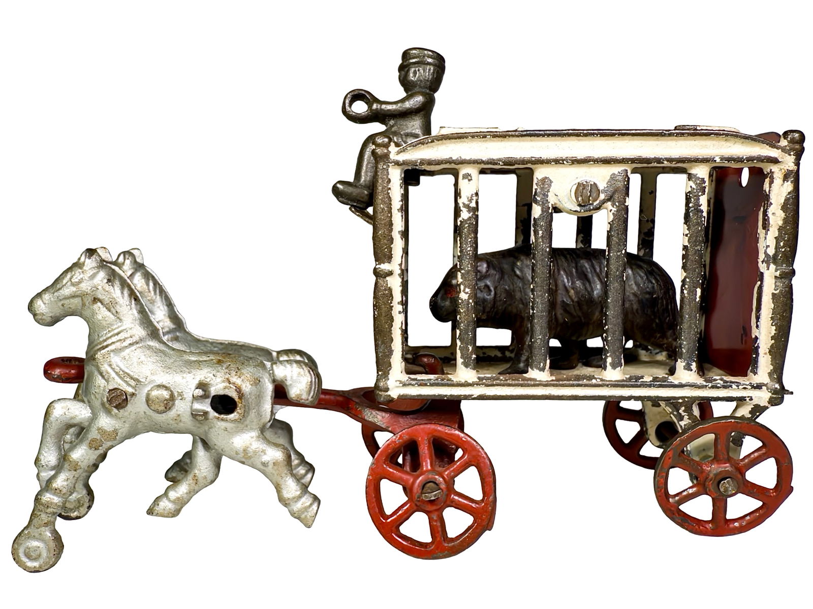 Royal Circus Cast Iron Bear Cage - Small Size: Hubley Mfg. Company. Lancaster, PA. 1910's. 7" Long x 4" Long x 2" Deep. Olshefski Collection