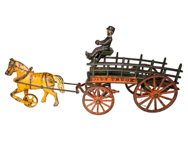 City Delivery Cast Iron One Horse Stake Wagon