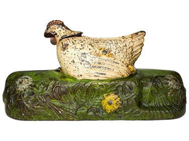 Hen and Chicks Cast Iron Mechanical Bank