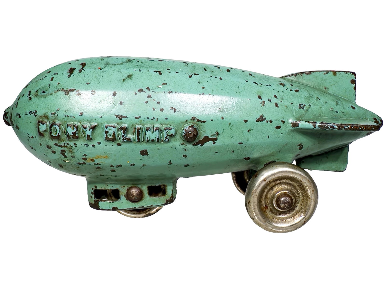 Cast Iron "Pony" Blimp Airship: Dent Hardware Company. Fullerton, PA. 1930's. 2 1/2" Tall x 6" Long x 2" Deep.